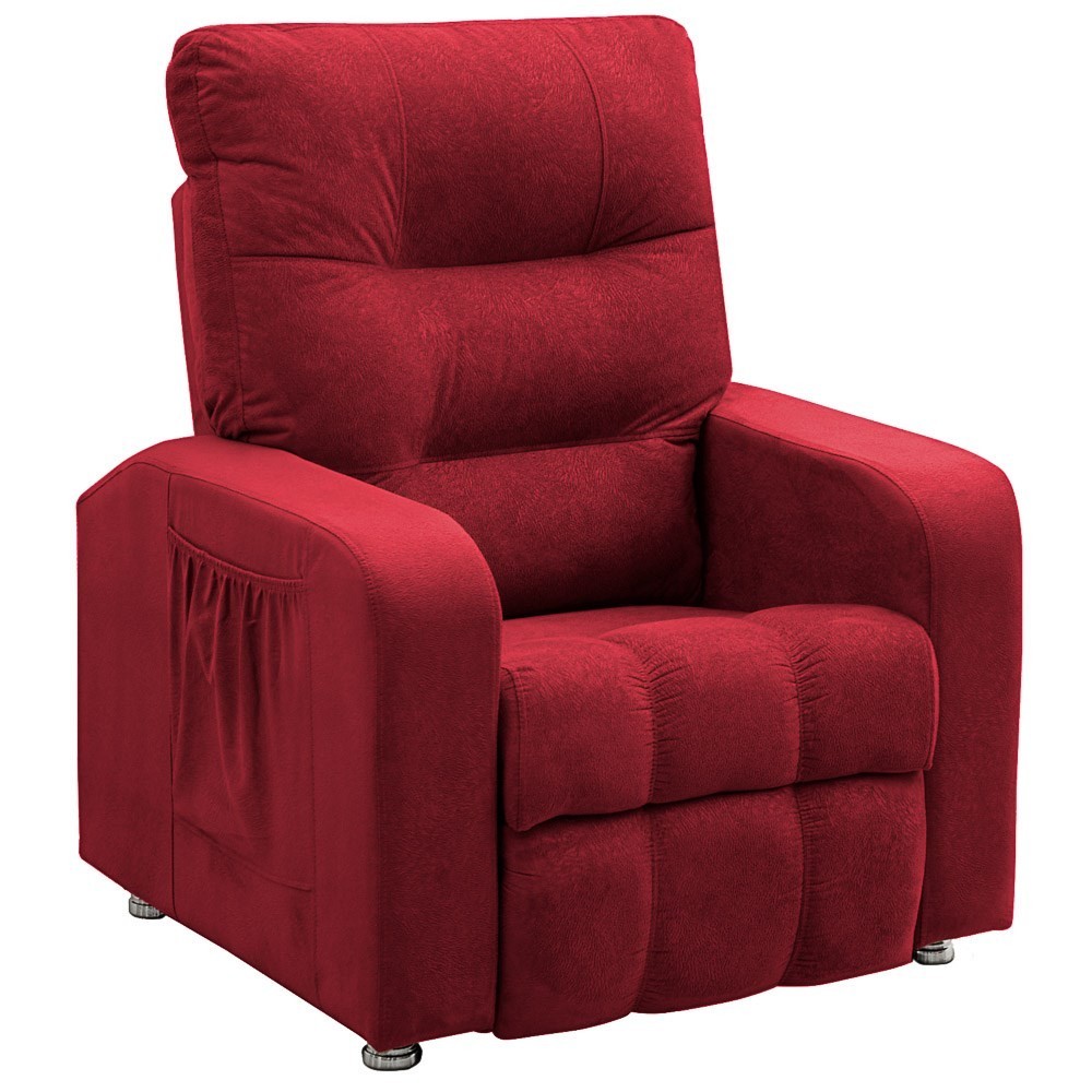 Poltrona do Papai Reclinável Turim Suede Amassado Vermelho - Speciale