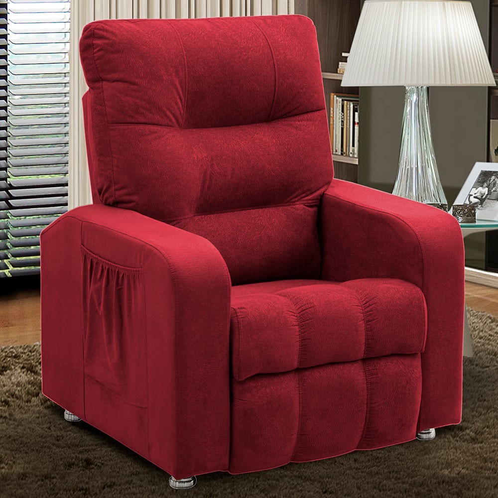 Poltrona do Papai Reclinável Turim Suede Amassado Vermelho - Speciale