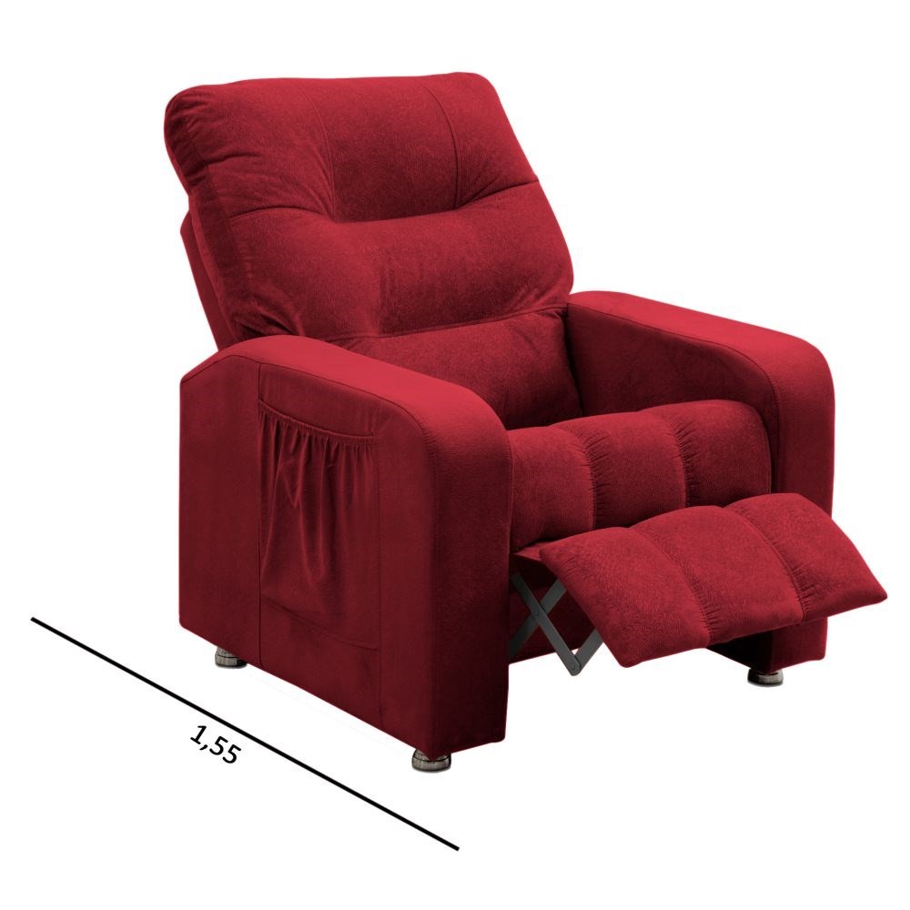 Poltrona do Papai Reclinável Turim Suede Amassado Vermelho - Speciale