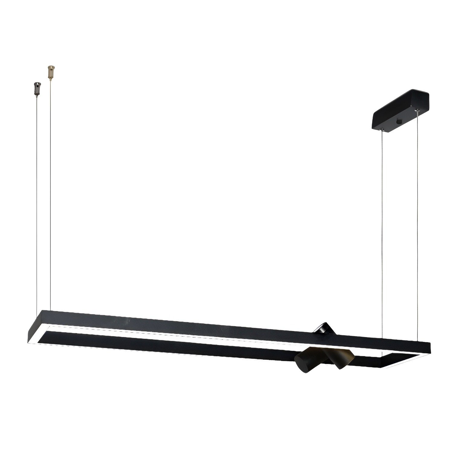 Pendente Led Retangular 3000k 34w 2 Spots Preto Only Spotline