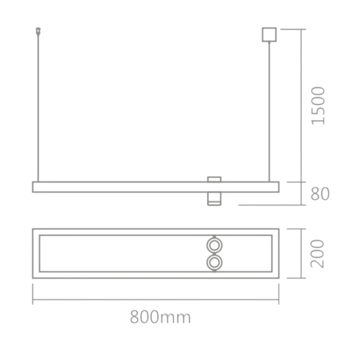 Pendente Led Retangular 3000k 34w 2 Spots Preto Only Spotline