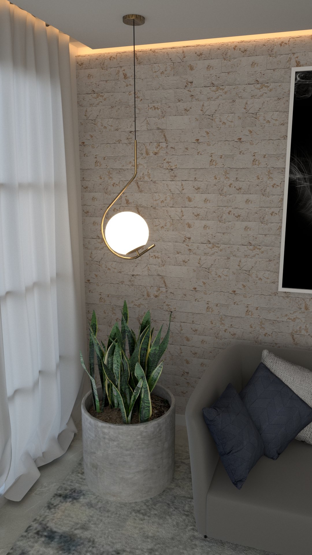 Pendente Meia Gota Moderno Dourado Polido Quarto Cabeceira