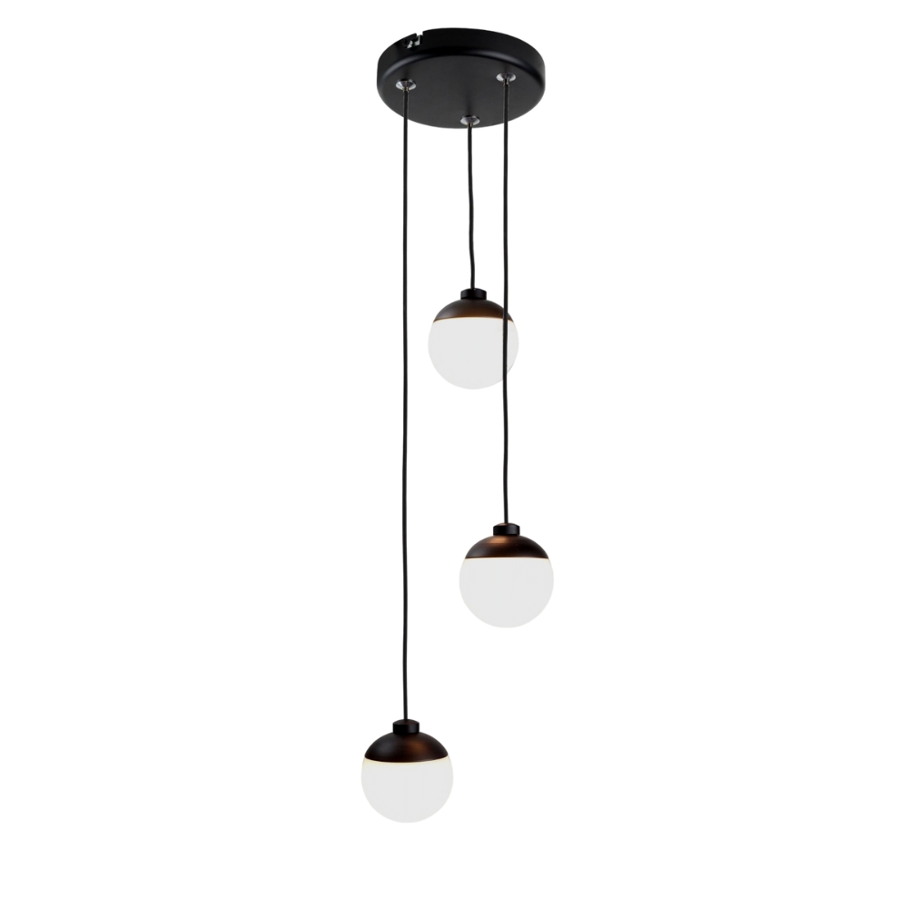 Pendente Mini Triplo Globo Small Preto 5w 4000k Spotline