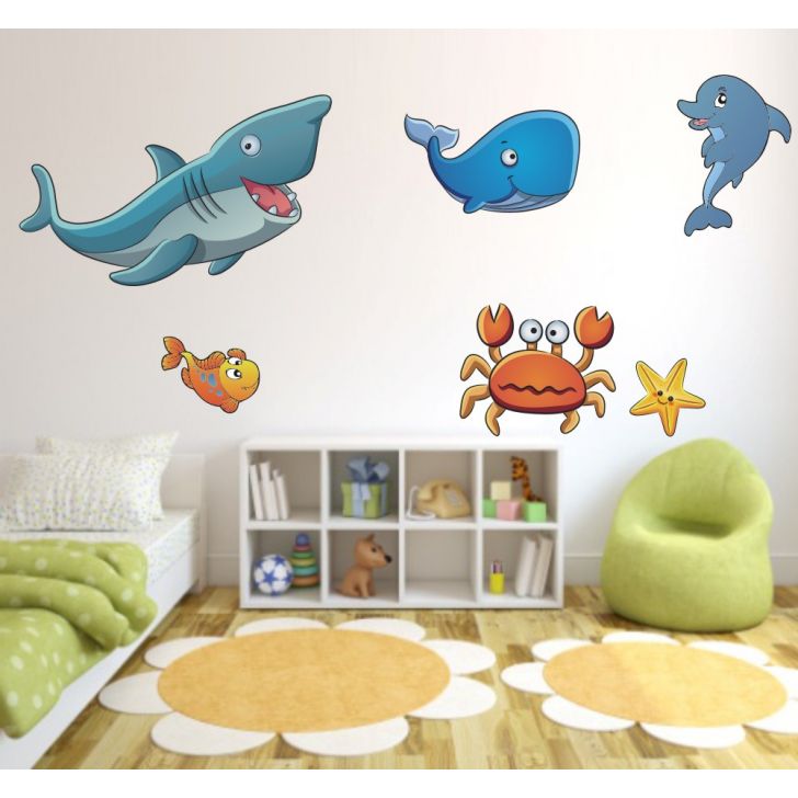 Adesivo de Parede Infantil X4 Adesivos Kit Fundo do Mar Adesivo De Parede Vintage ~ Adesivo de Parede Infantil X4 Adesivos Kit Fundo do Mar