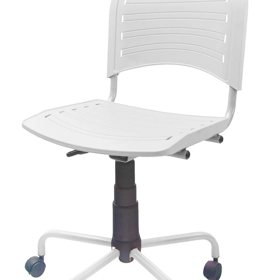 Cadeira de Escritório s/ Braços c/ Rodinhas Branca 86 cm x 49 cm x 56 cm