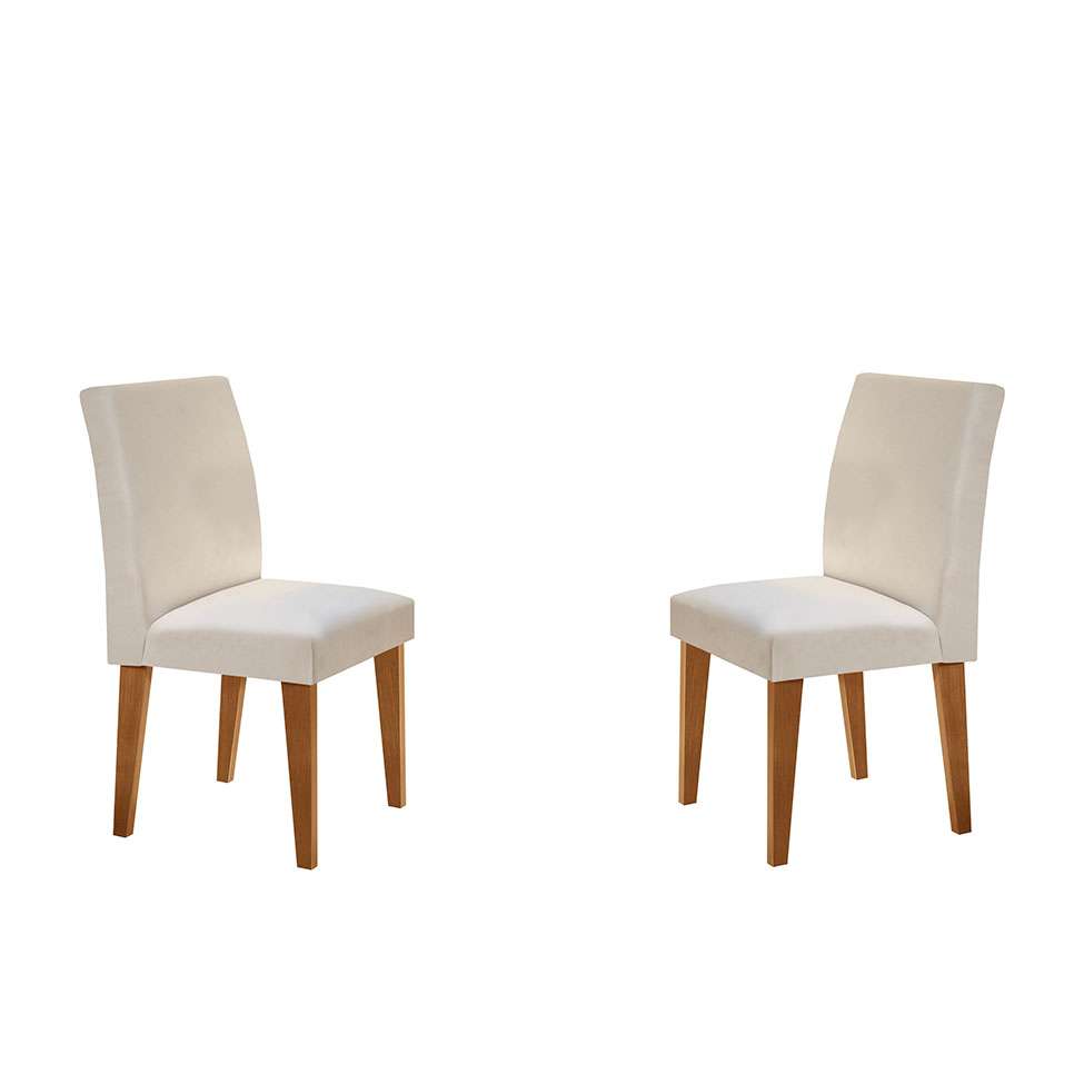 Conjunto com 2 Cadeiras de jantar Grecia em MDF / Veludo Bege 98 cm x 56 cm x 42 cm