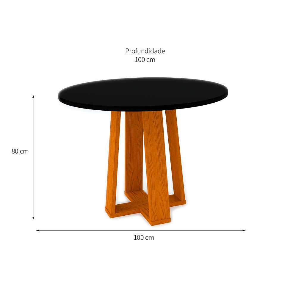 Base para Mesa de Jantar Ipê em MDF Ipê 80 cm x 100 cm x 100 cm