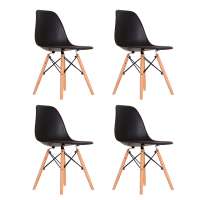 Conjunto com 4 Cadeiras Charles Eames Preto