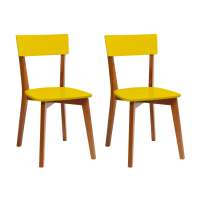 Conjunto com 2 Cadeiras Tóquio Castanho e Amarela