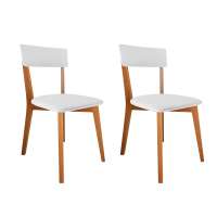 Conjunto com 2 Cadeiras de Jantar Tóquio Castanho e Branco