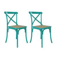 Conjunto 2 Cadeiras de Cozinha Katarina Azul e Bege New Green