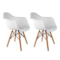Conjunto com 2 Cadeiras Charles Eames com Braço I Branco