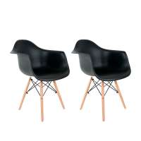 Conjunto com 2 Cadeiras Charles Eames com Braço I Preto
