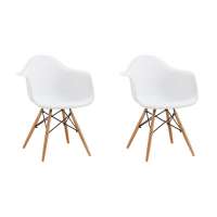 Conjunto com 2 Cadeiras Eames Eiffel Premium com Braços Base Madeira Branco