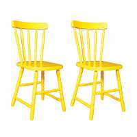 Conjunto com 2 Cadeiras de Cozinha Dalas Amarelo