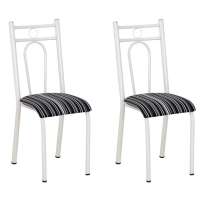 Conjunto 2 Cadeiras Hanumam Branco e Preto Listrado
