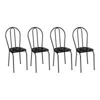 Conjunto com 4 Cadeiras Madryn Floral e Preto