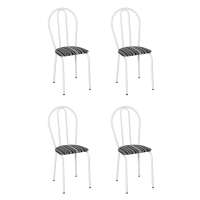 Conjunto com 4 Cadeiras Madryn Preto Listrado e Branco