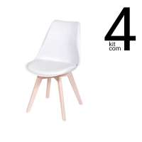 Conjunto 4 Cadeiras Saarinen Wood - Branca