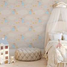 Papel De Parede Bebê Quarto Infantil Anjinhos Lavável N3935