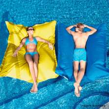 Kit 2 Puffs Flutuantes Piscina Amarelo