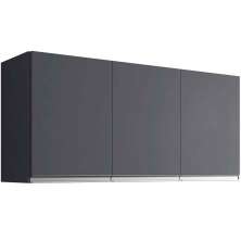 Armário Aéreo Para Cozinha Adriana 3 Portas 120 cm Cinza