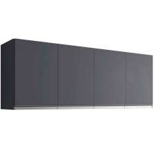Armário Aéreo Para Cozinha Adriana 4 Portas 150 cm Cinza