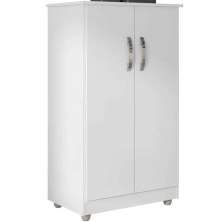 Armário Multiuso Rosa 2 Portas 3 Prateleiras Branco