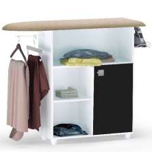 Balcão Tábua de Passar Roupa 1 Porta Maria Branco/Preto