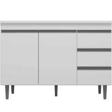 Balcão de Pia 120 cm Adriana 2 Portas e 3 Gavetas Branco
