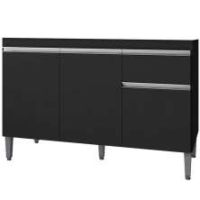 Balcão de Pia 120 cm Talita 3 Portas 1 Gaveta Preto