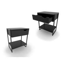 Kit 2 Mesa Apoio de Cama com Gaveta Nicho Mesa de cabeceira Black  