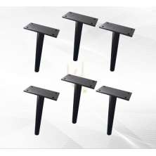 Pé de móveis 18cm Aço reforço Cama Multiuso Preto Fosco - 6unidades