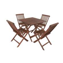 Conjunto Roma Mesa 80cm com furo para ombrelone e 4 Cadeiras Dobráveis