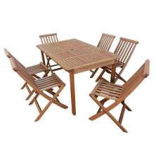Conjunto de Mesa com 06 Cadeiras em Madeira Levina