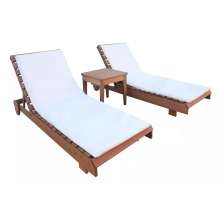 Kit Piscina 2 Espreguiçadeira com colchonetes e Mesa de centro