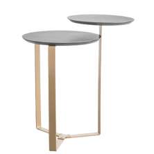 Mesa Lateral 02 Tampos Chanfrada Pe Metal Dourado Nero Artesano