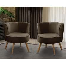 Kit 2 Poltronas Para Sala Decorativa Isa Suede Marrom Adonai Estofados