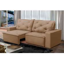 Sofá Retrátil e Reclinável 2 lugares com Molas 1,50m Ana Suede Cappuccino Adonai Estofados