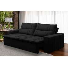 Sofá Retrátil e Reclinável 2 lugares com Molas 1,50m Ester Suede Preto Adonai Estofados