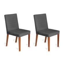 Conjunto com 2 Cadeiras Dóris Veludo Chumbo