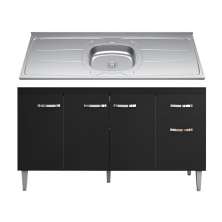Balcão Gabinete Com Pia Inox 150cm 4 Portas e 1 Gaveta Gabriela Preto - AJL Móveis