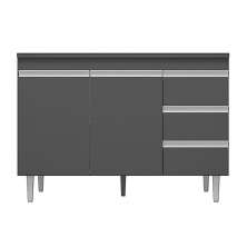 Balcão Gabinete Para Pia 120cm 2 Portas Andréia Cinza - AJL Móveis