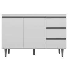 Balcão Gabinete de Pia sem Tampo 120cm 2 Portas 3 Gavetas Andréia Branco - AJL Móveis