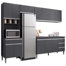 Cozinha Modulada 4 Peças Balcão sem Tampo 160cm Andréia Cinza - AJL Móveis