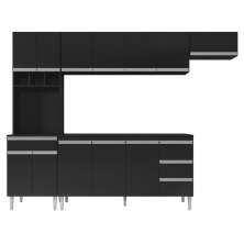Cozinha Modulada Andréia 5 Peças 274cm Preto - AJL Móveis