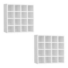 Kit 02 Nichos Porta Toalhas 16 Lugares 52x52cm Branco - AJL Móveis