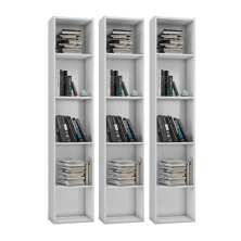 Kit 3 Estantes Livreiro Multiuso 4 Prateleiras Janaína Branco - AJL Móveis