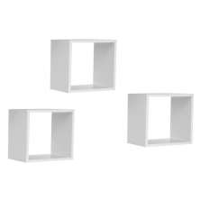 Kit 3 Nichos de Parede Quadrado AJL Branco - AJL Móveis