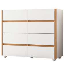 Cômoda Aparador 8 Gavetas com Tampo Estilo Bandeja Eternity Branco/Freijó